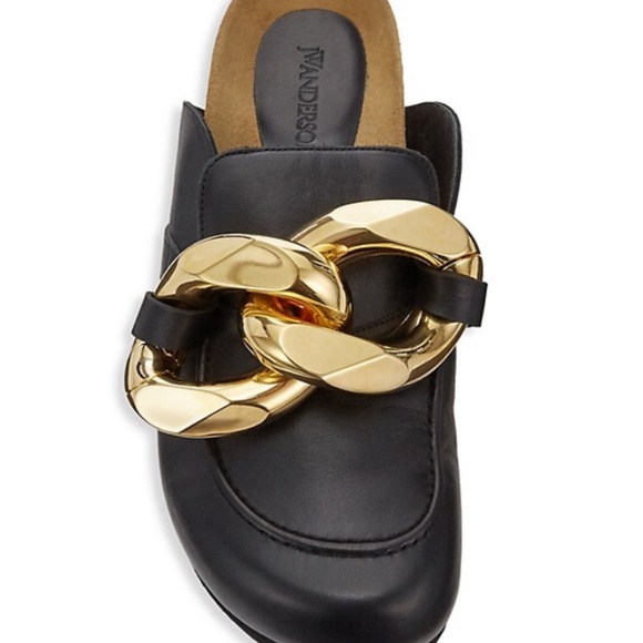 JW ANDERSON BLACK LEATHER CHAIN SLIDES - US5 - MSRP $640.00 BNIB - SAVE $500 - Picture 3 of 4